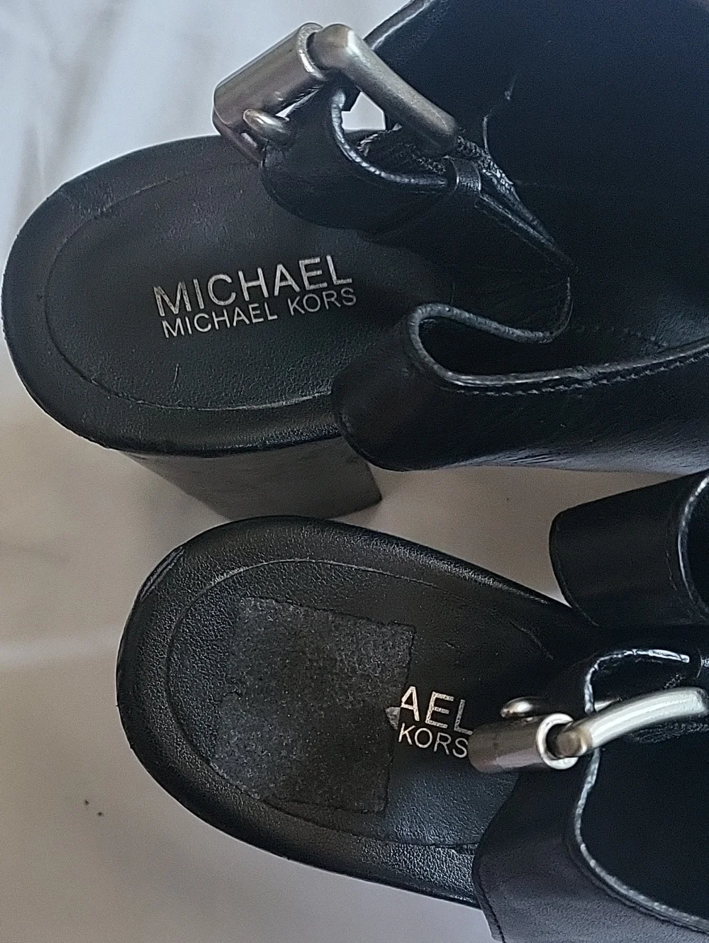 Michael Kors Black Leather Platform Block-Heel Sandals